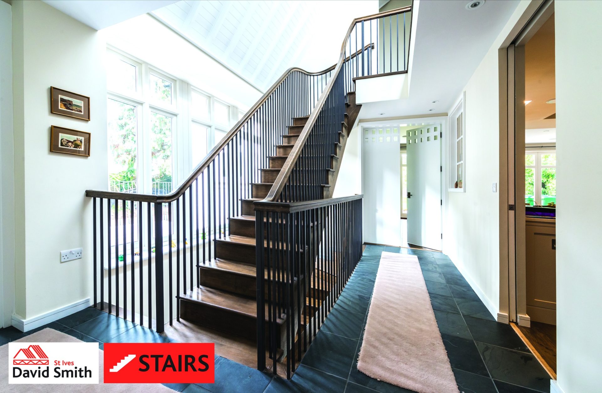 Staircase in dark brown wood