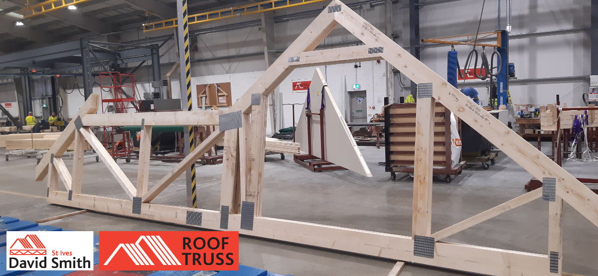 Timber roof truss structure in factory