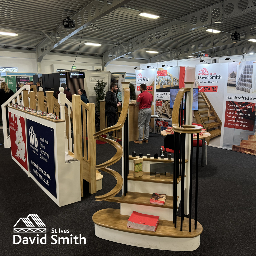 Wooden staircase at exhibition