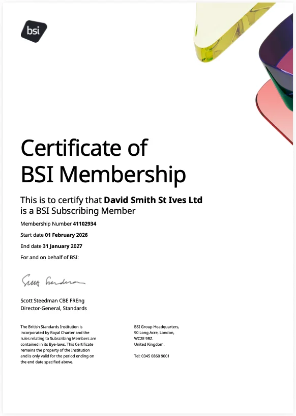Screenshot of BSI Membership Certificate