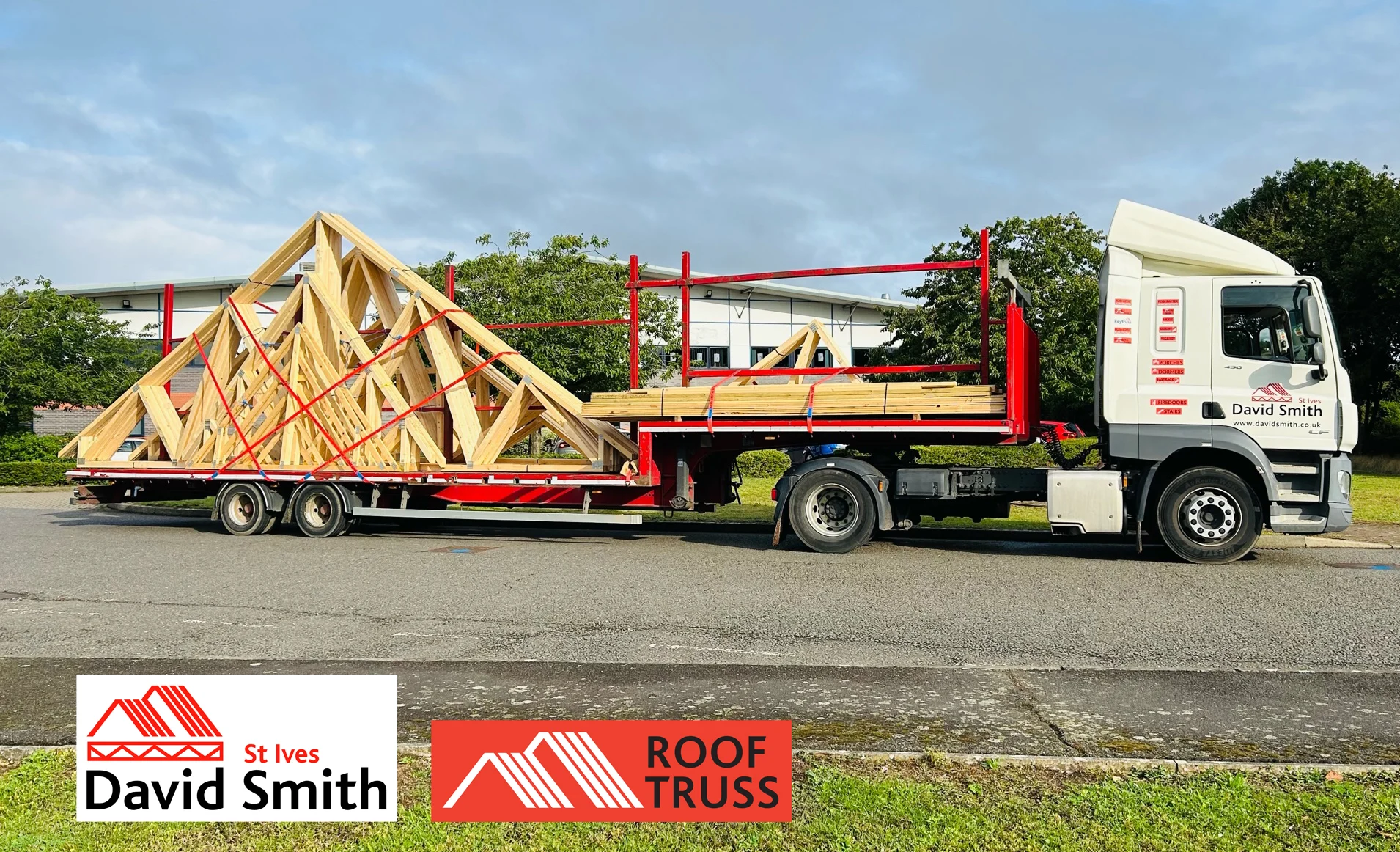 Lorry with wooden structures on the bed