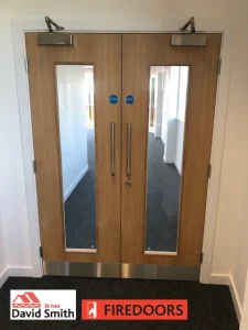 Double door with window inside