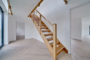 Oak stairs in a newly renovated room