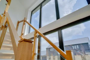 Oak stairs in a newly renovated room