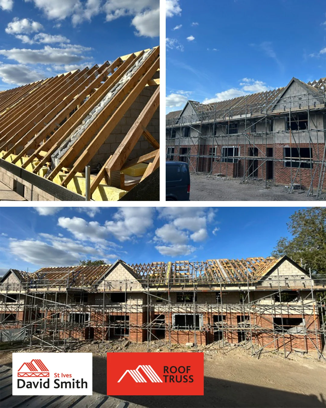3 images of the Roof Trusses for the redevelopment of the former Tudor Hotel in Fenstanton